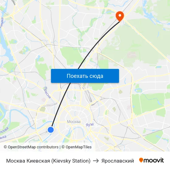 Москва Киевская (Kievsky Station) to Ярославский map
