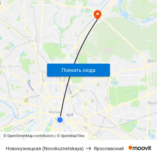 Новокузнецкая (Novokuznetskaya) to Ярославский map