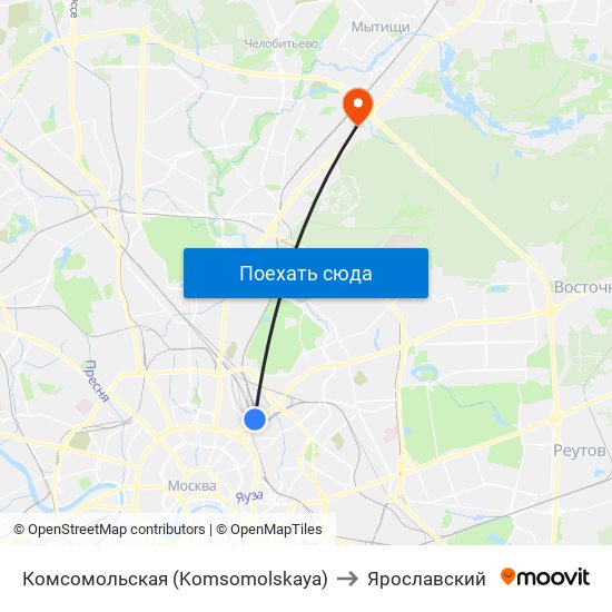 Комсомольская (Komsomolskaya) to Ярославский map
