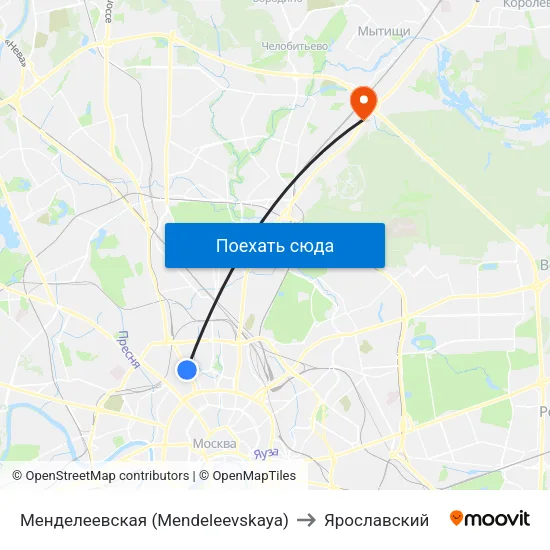 Менделеевская (Mendeleevskaya) to Ярославский map
