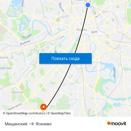 Мещанский to Ясенево map