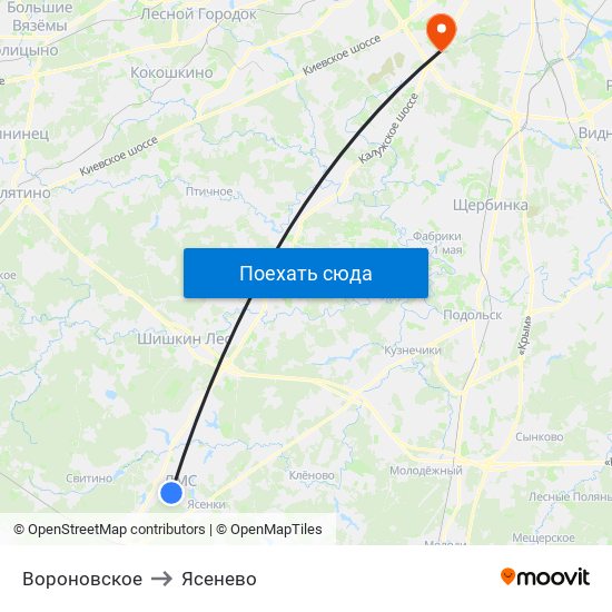 Вороновское to Ясенево map