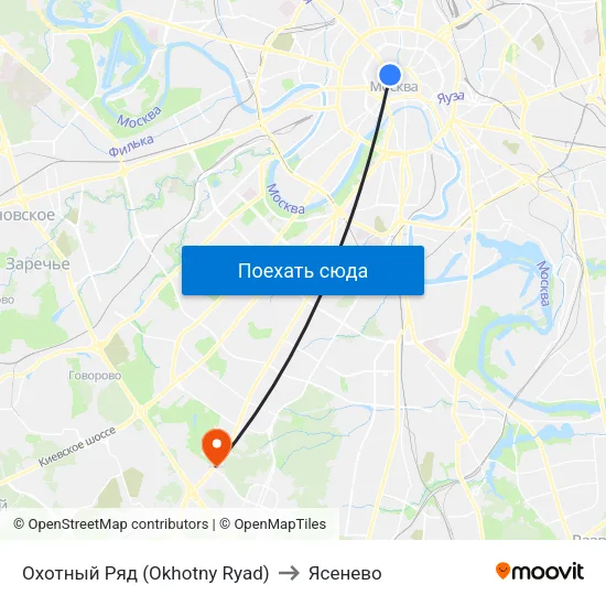 Охотный Ряд (Okhotny Ryad) to Ясенево map