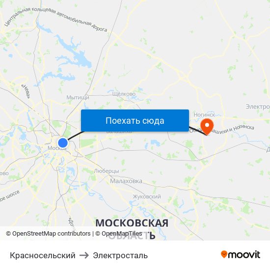 Красносельский to Электросталь map