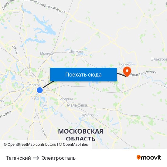 Таганский to Электросталь map