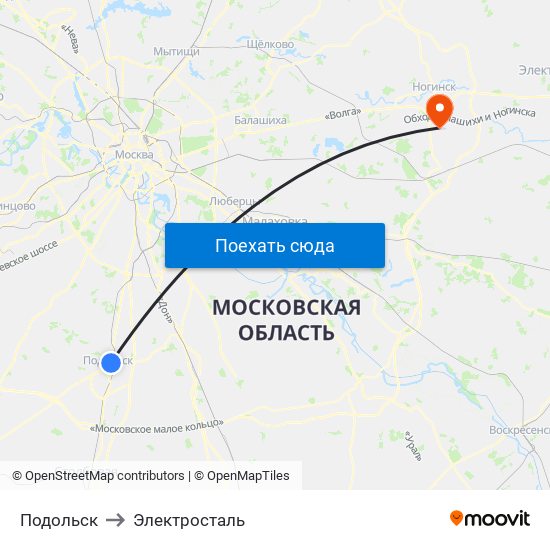 Подольск to Электросталь map