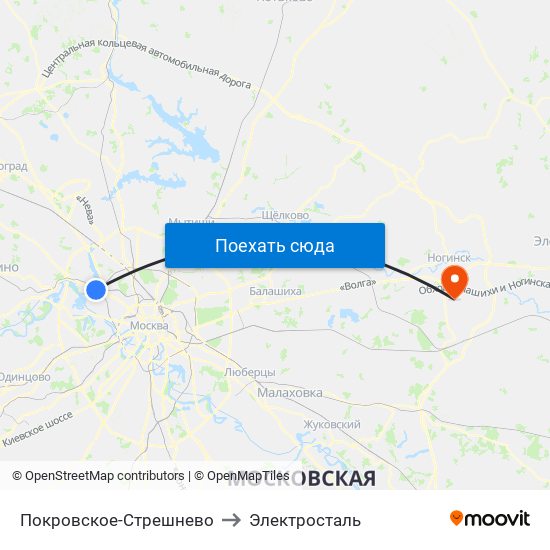 Покровское-Стрешнево to Электросталь map