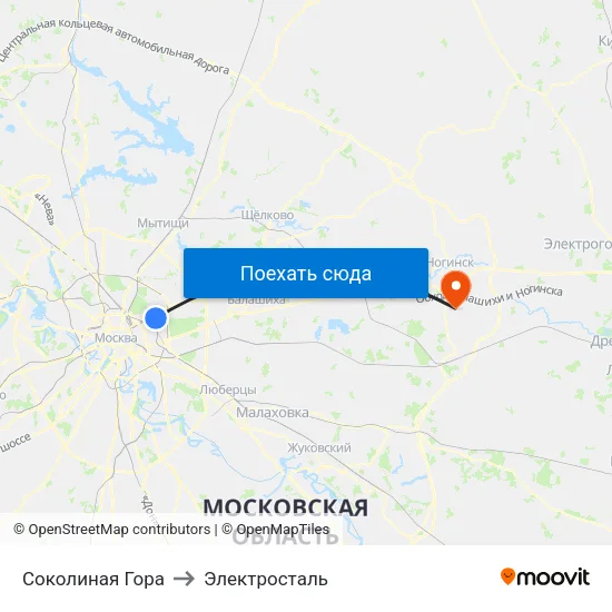 Соколиная Гора to Электросталь map