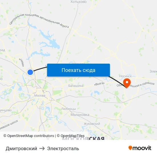 Дмитровский to Электросталь map