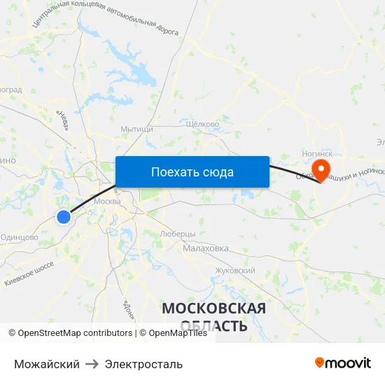 Можайский to Электросталь map