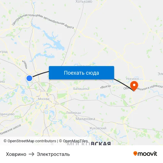 Ховрино to Электросталь map