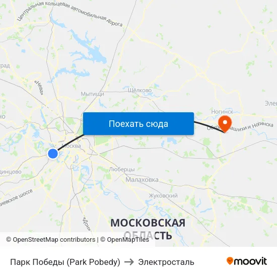Парк Победы (Park Pobedy) to Электросталь map