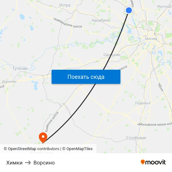 Химки to Ворсино map
