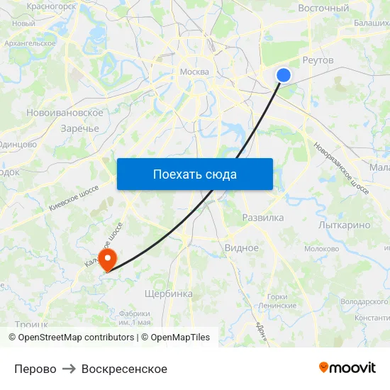 Перово to Воскресенское map