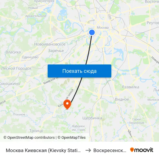 Москва Киевская (Kievsky Station) to Воскресенское map