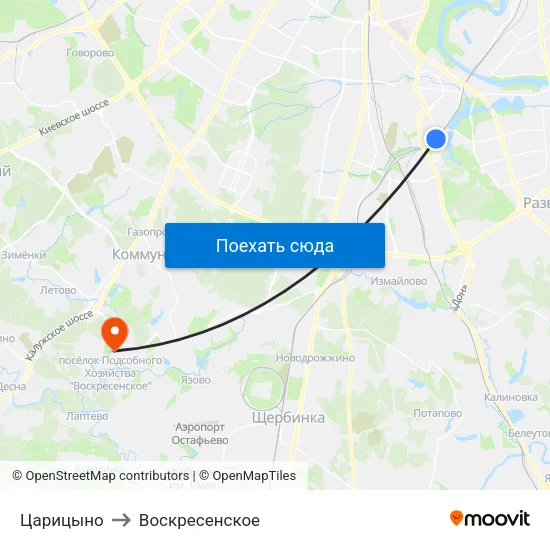 Царицыно to Воскресенское map