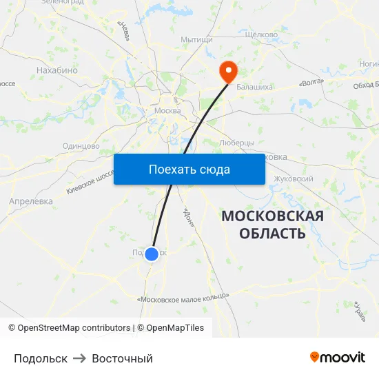 Подольск to Восточный map