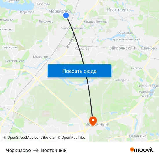 Черкизово to Восточный map