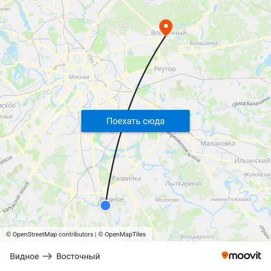 Видное to Восточный map