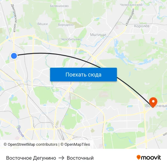 Восточное Дегунино to Восточный map