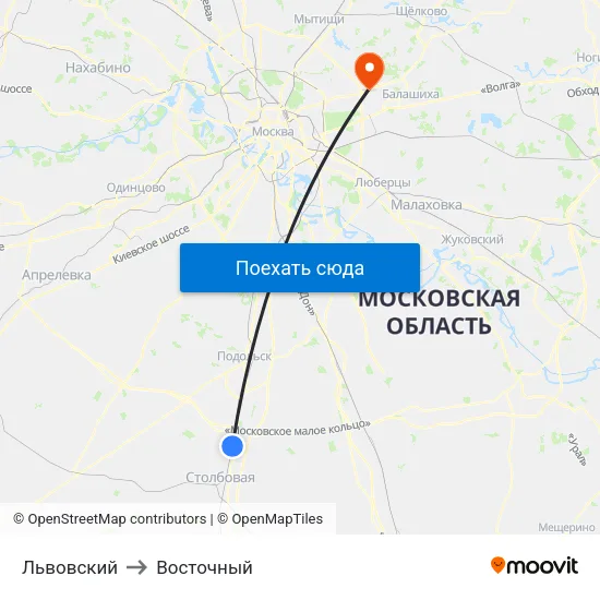 Львовский to Восточный map