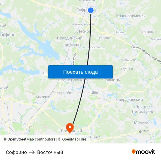 Софрино to Восточный map