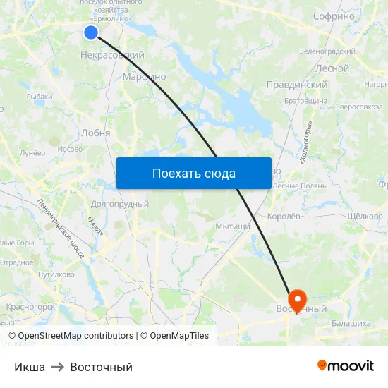 Икша to Восточный map
