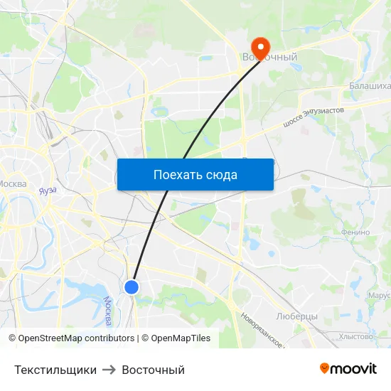 Текстильщики to Восточный map