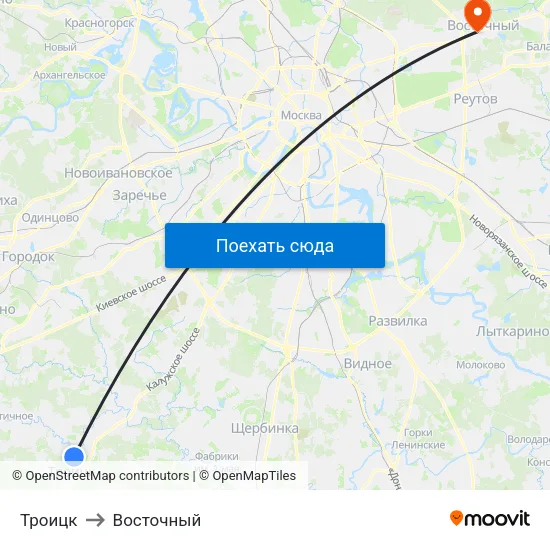 Троицк to Восточный map