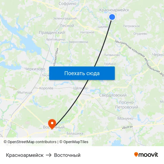 Красноармейск to Восточный map