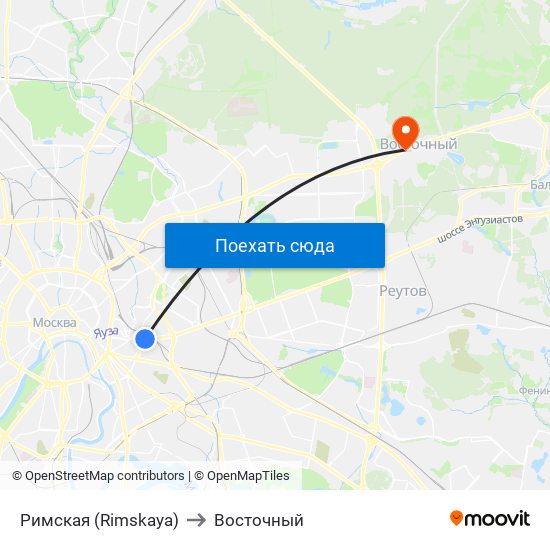 Римская (Rimskaya) to Восточный map