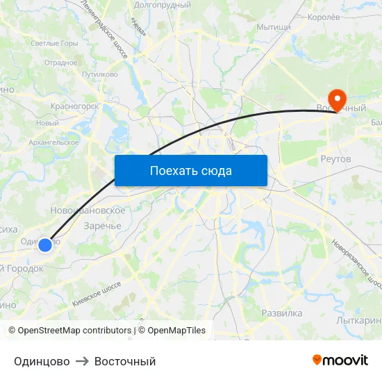 Одинцово to Восточный map