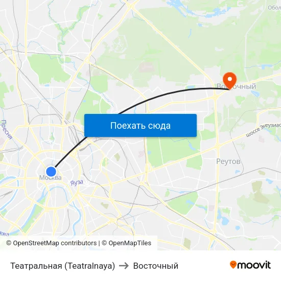 Театральная (Teatralnaya) to Восточный map