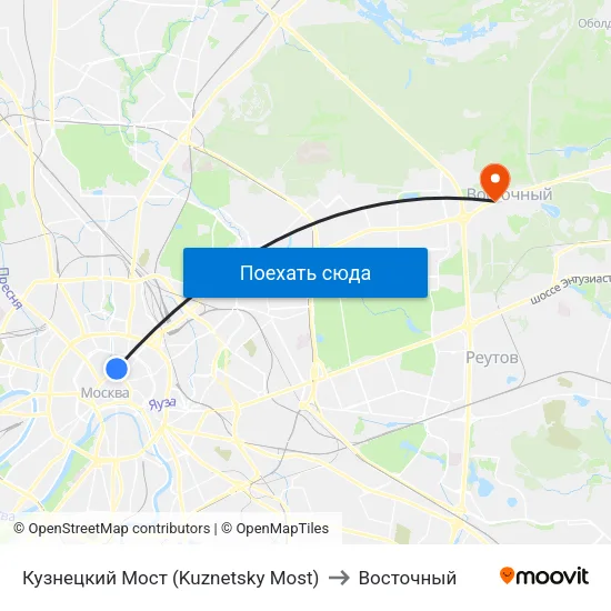 Кузнецкий Мост (Kuznetsky Most) to Восточный map
