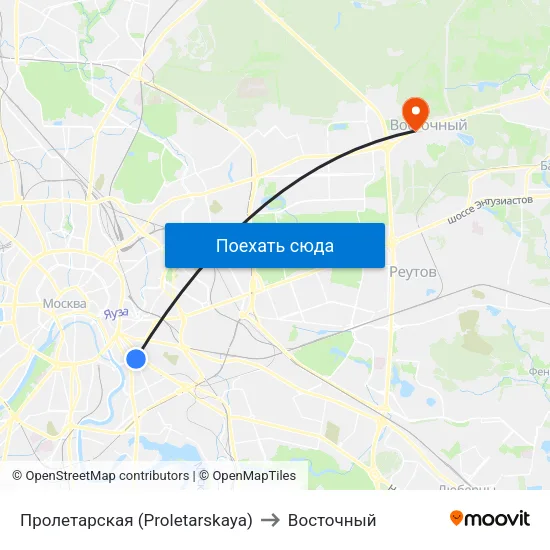 Пролетарская (Proletarskaya) to Восточный map