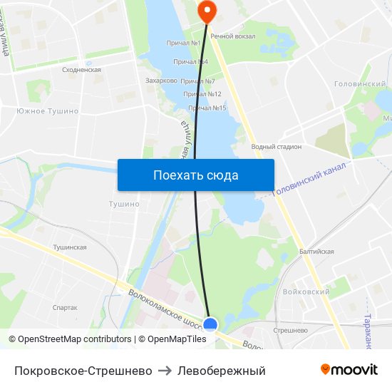 Покровское-Стрешнево to Левобережный map