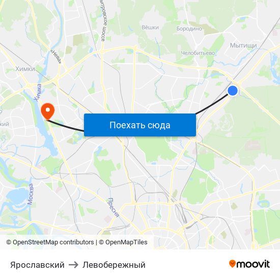 Ярославский to Левобережный map