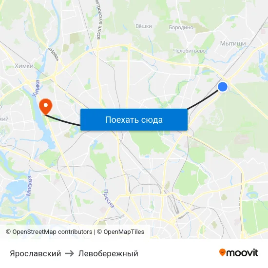 Ярославский to Левобережный map