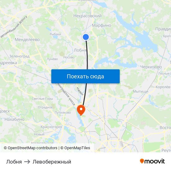 Лобня to Левобережный map