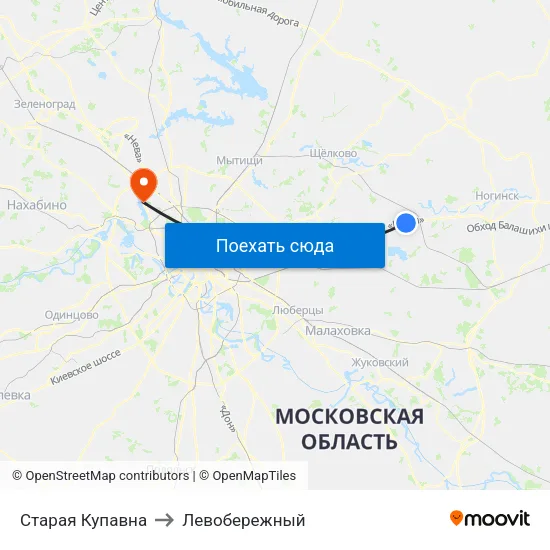 Старая Купавна to Левобережный map