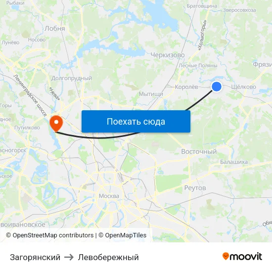 Загорянский to Левобережный map