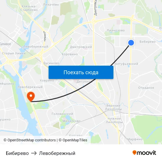 Бибирево to Левобережный map