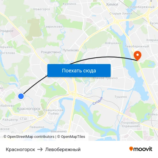 Красногорск to Левобережный map