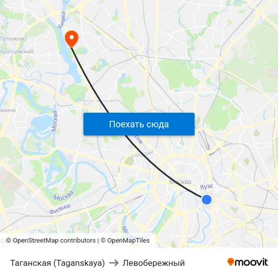 Таганская (Taganskaya) to Левобережный map