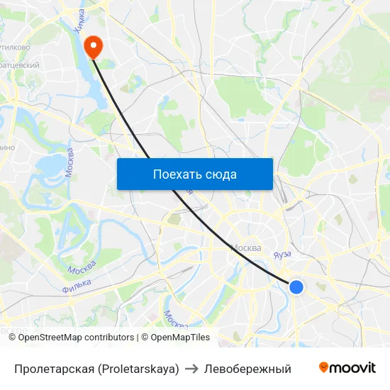 Пролетарская (Proletarskaya) to Левобережный map