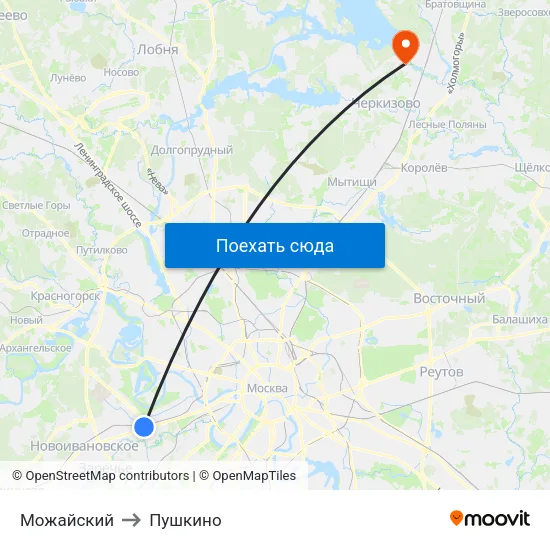 Можайский to Пушкино map
