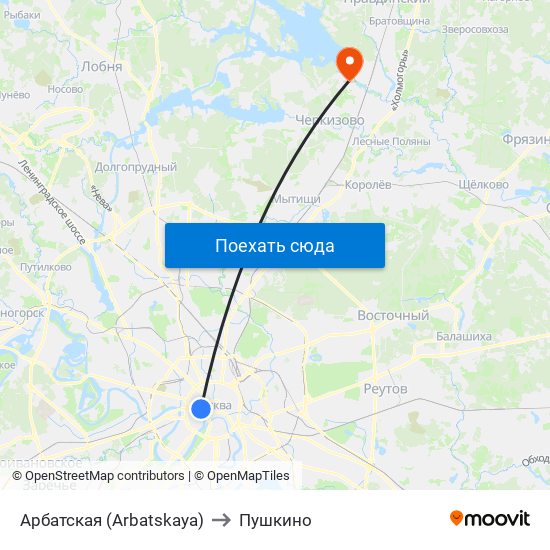 Арбатская (Arbatskaya) to Пушкино map