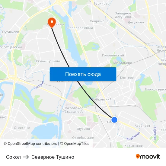 Сокол to Северное Тушино map
