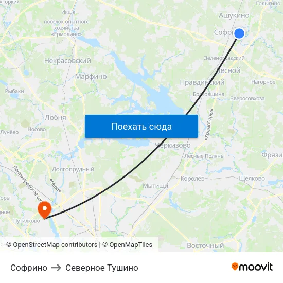 Софрино to Северное Тушино map