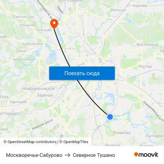 Москворечье-Сабурово to Северное Тушино map